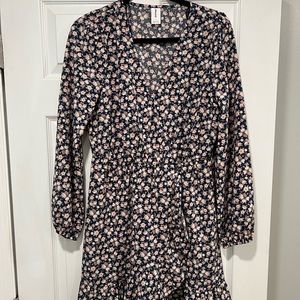 Abound long sleeve ruffle hem wrap dress